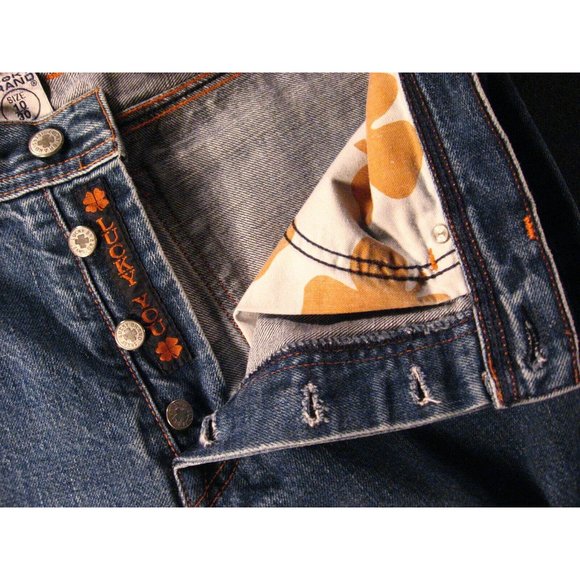 Lucky Brand Dungarees Jeans Sz 10/30 Distressed Button Fly Easy Riders Stright - Picture 7 of 12